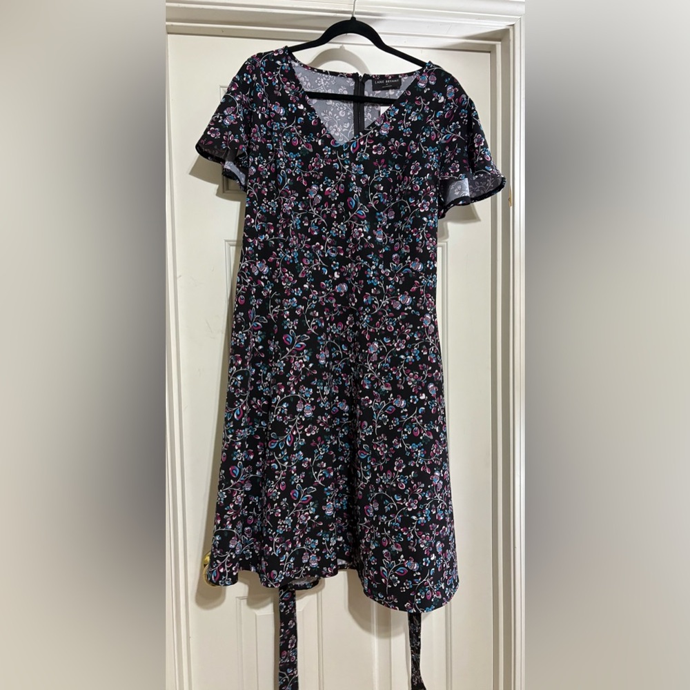 Lane Bryant Black Floral Mini Dress